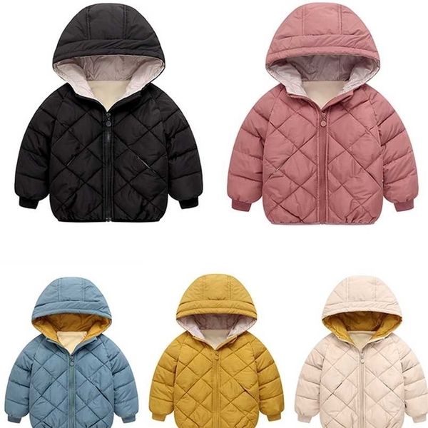 

autumn winter children down jacket boys girls fashion thick warm baby hooded outwear kids cotton coat 2-7 year 211203, Blue;gray