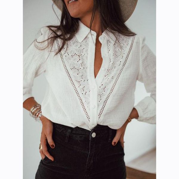 

women's blouses & shirts khalee yose white fairy chic shirt spring casual autumn blouse hollow out long sleeve ladies vintage 2021