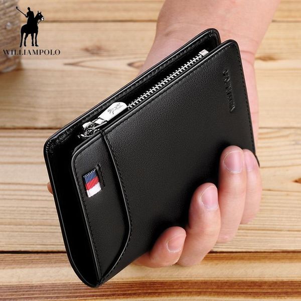 

leather men wallet with card holder short purse zipper wallets casual standard, Red;black