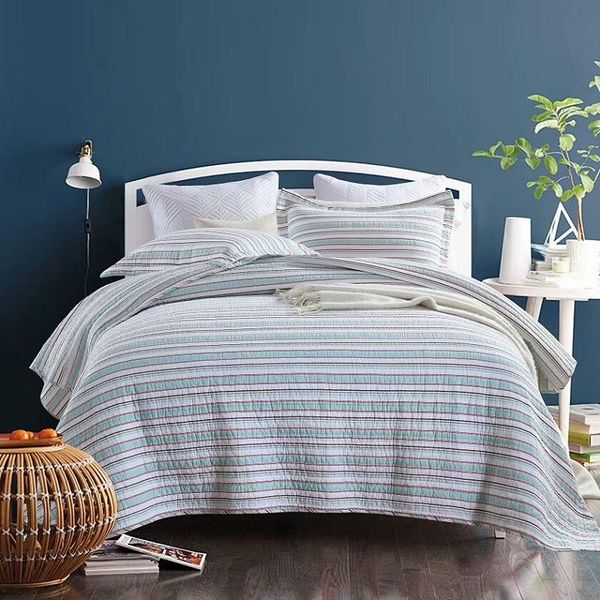 

comforters & sets chausub cotton bedspread quilt set 3pcs stripe quilts summer coverlet for bed cover pillowcase king queen size quilted bla