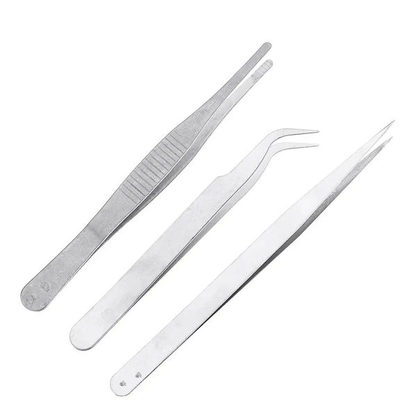 

stainless steel tweezer straight/flat/elbow tweezers eyebrow clip, Black