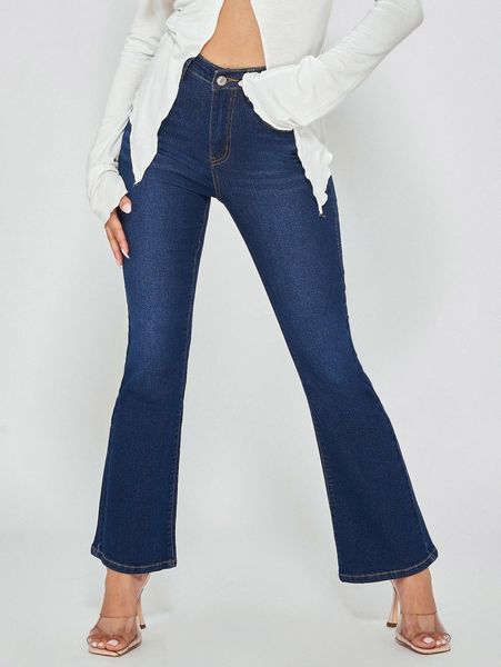 

petite washed flare leg jeans u8ji#, Blue