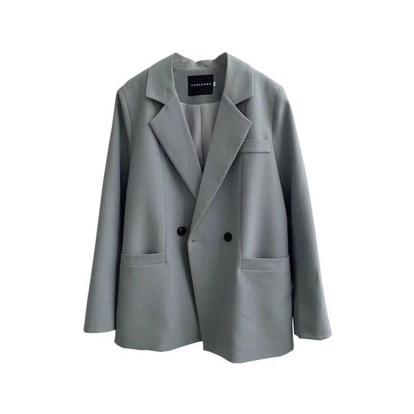 

2021 spring solid color fashion blazer office ladies vintage jacket pocket e-girl v-neck coats women's korean style clothing, White;black