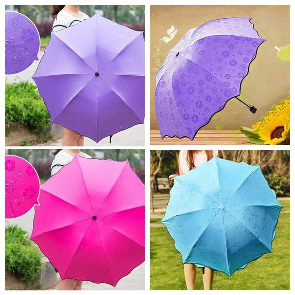 

umbrellas anti-uv flower umbrella dome parasol sun rain windproof triple folding
