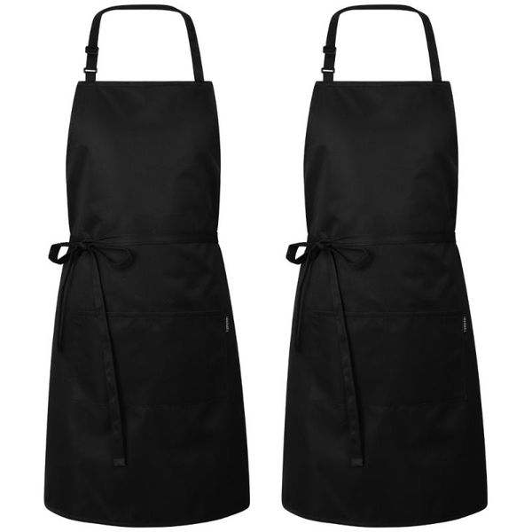 

hemoton 2pcs adjustable bib apron waterproof oil-proof kitchen apron professional chef cooking for men (black)