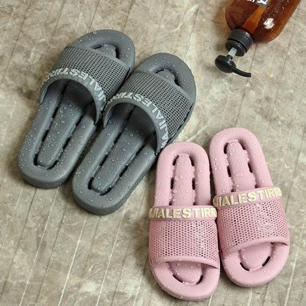

slippers couples home bathroom fast-leaking dry slides summer female hollow breathable eva flip flops, Black