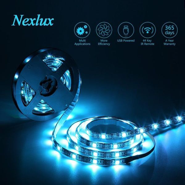 

led strip lights 3m rgb flexible ribbon tv pc background lighting 44key ir controller home theater decoration dropship