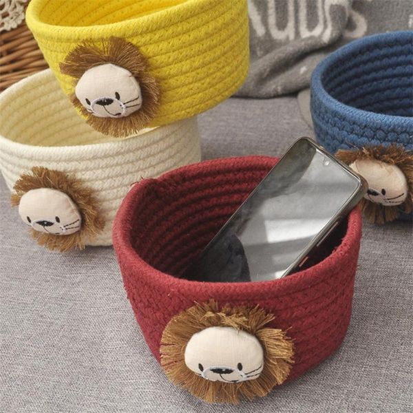 

storage baskets hand woven basket cartoon lion animals kids toys deskorganizer sundries box tassels laundry