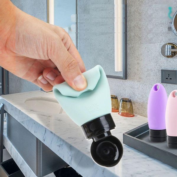 

storage bottles & jars 3pcs 60ml portable silicone squeezable empty travel bottle with keychain carrier