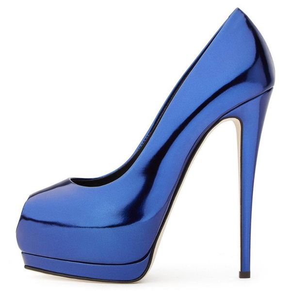 

dress shoes arden furtado 2021 fashion women's platform stilettos heels elegant royalblue blue peep toe pumps party 44 45, Black