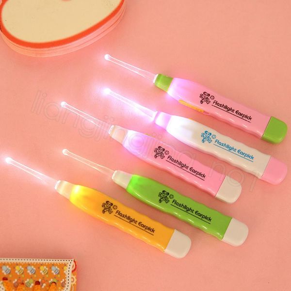 

led flashlight baby ear pick wax earpick remover with curette cleaner tweezer 3 fitting for baby health gift favor zc005