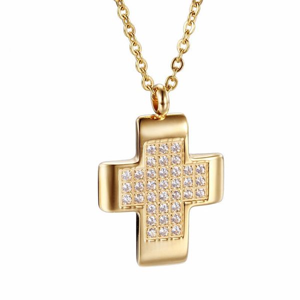 

pendant necklaces 2021 selling floating charm necklace for couple shining cross rhinestone gold color jewelry making, Silver