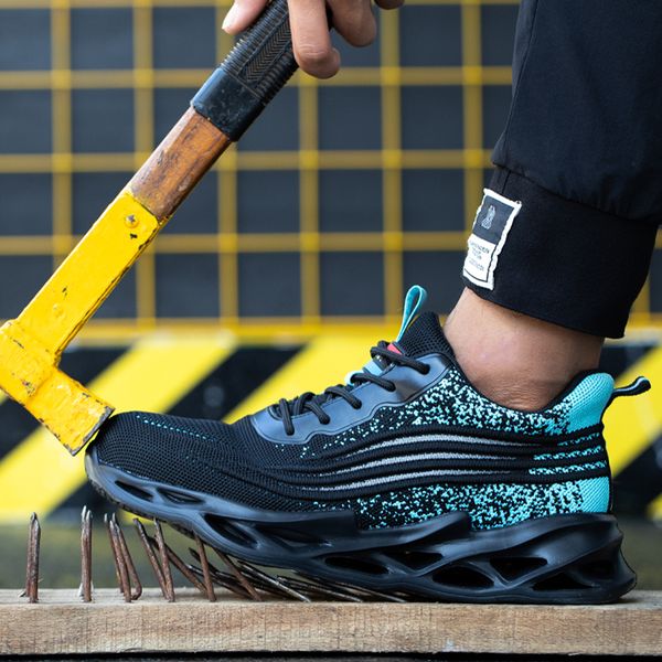 

new safety footwear man work shoes anti-smashing steel toe shoes working boots indestructible safety shoes men work sneakers, Black