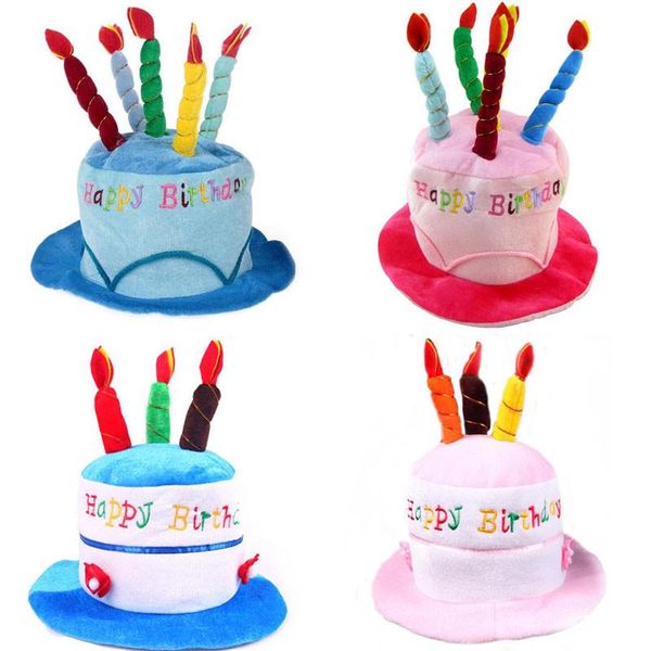 

party hats 2021 funny adults children birthday cake candle hat boy girl women men dress up props supplies