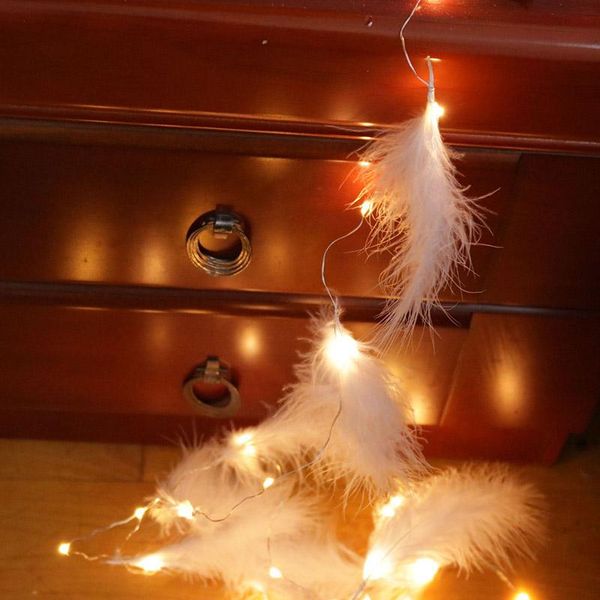

strings christmas led strip light feather string fairy curtain copper wire for bedroom living room romantic decoration lamp