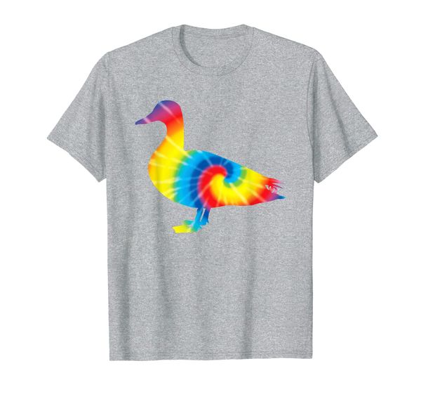 

tie dye mallard rainbow print duck bird hippie peace gift t-shirt, White;black
