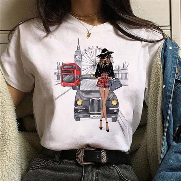 

fashion modern women t shirt girl graphic print female t-shirts harajuku 90s streetwear loose plus size clothes, White