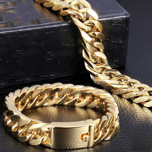 Persönlichkeit Einfache Gold Edelstahl Kubanischen Armband Retro männer Haken Armband Schmuck Männlichen Hip Hop Schmuck Geschenke Q0719