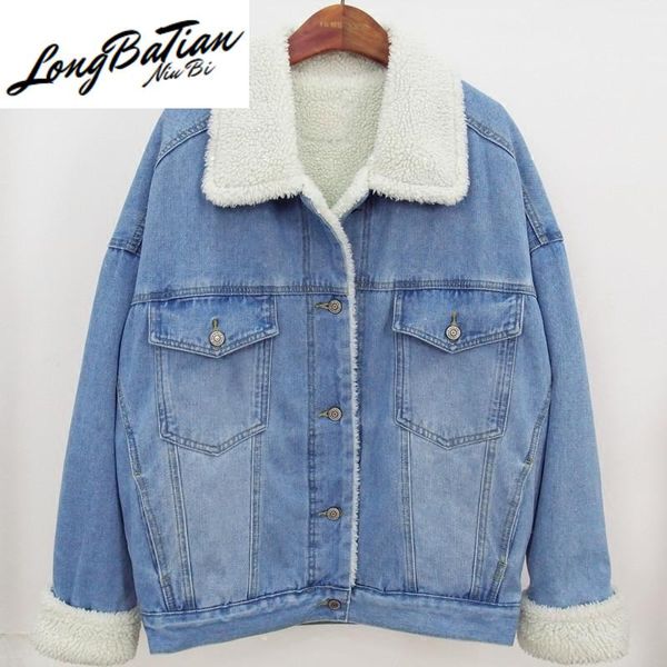 

women's jackets winter denim 2021 big size adies vintage thicken warm short jeans jacket harajuku women coats, Black;brown