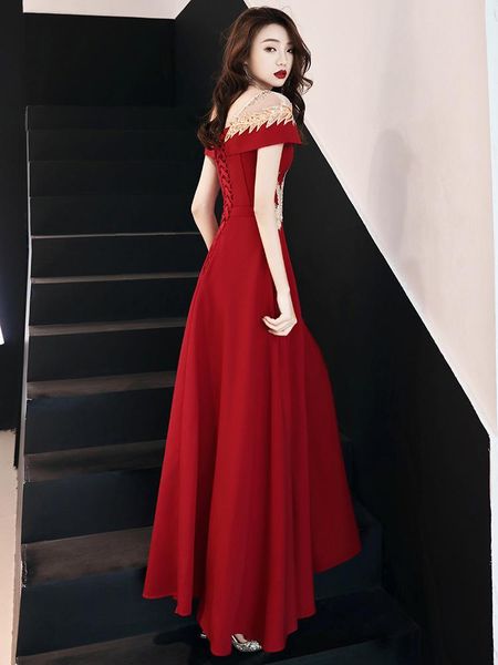 

slim flower evening party gown bride wedding toast dress chinese style evening dress improved qipao vestidos size s-xxl, Red