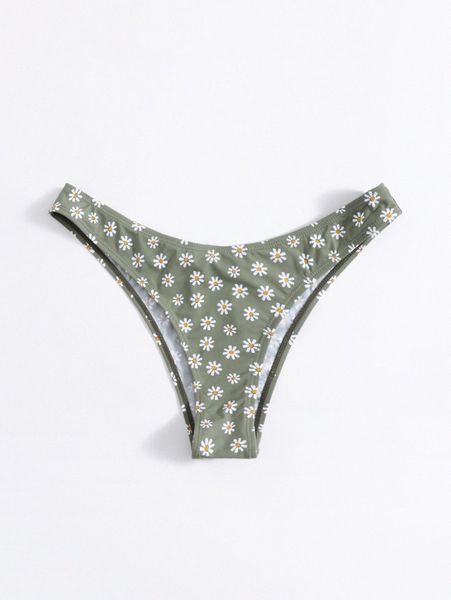 

floral random print thong bikini panty u3ao#, White;black