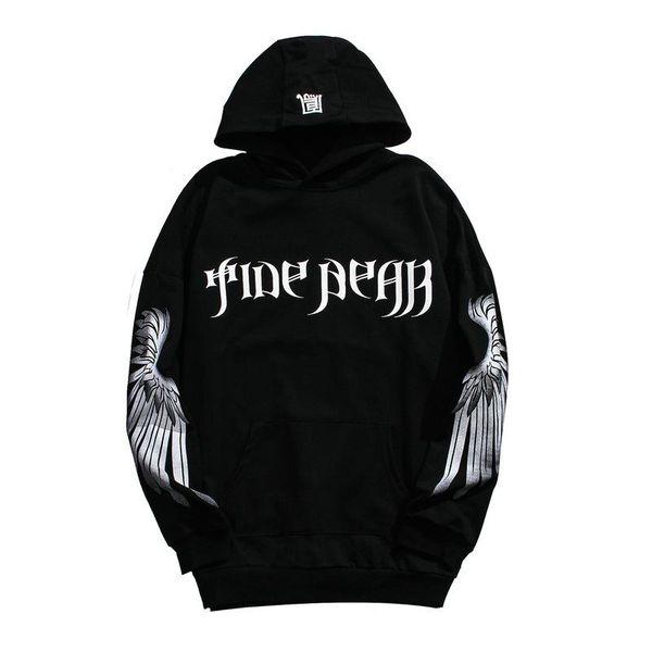 

men's hoodies & sweatshirts angel graphic print mens oversized pullover long sleeve gothic clothes hooded women los hombres sweetshirt, Black