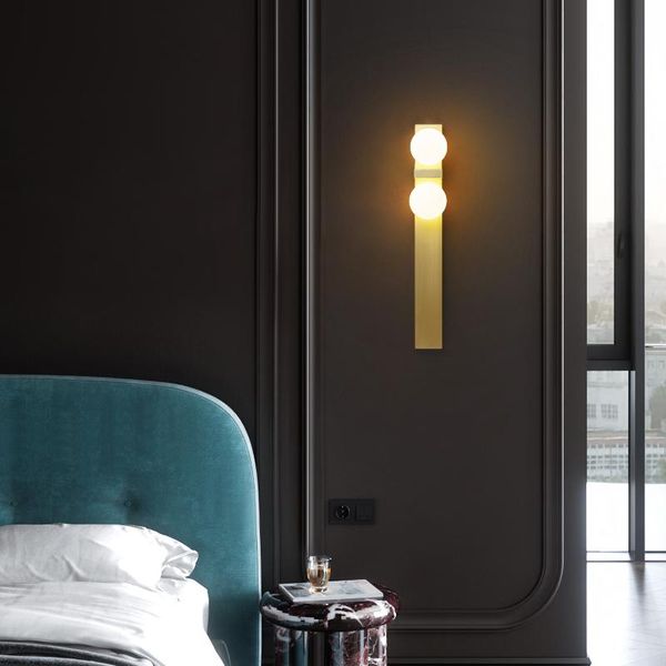 

wall lamp featured decorative design golden strip creative personality living room bedroom bedside ball background
