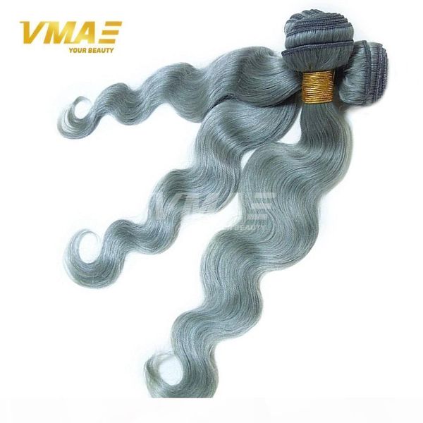 

silver grey brazilian virgin human hair 100% unprocessed virgin human hair extensions gray body wave hair bundles 3pcs lot good opp, Black