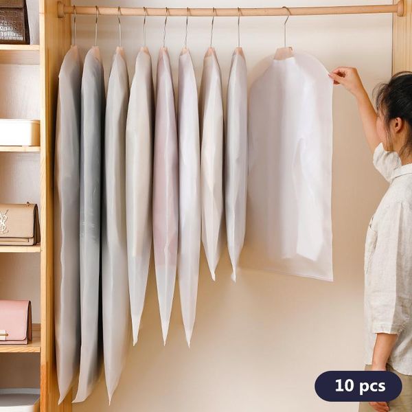 

clothing & wardrobe storage 10pcs/lot zipper clothes protector dust cover transparent suit coat bags closet hanging dress packing