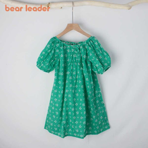 

bear leader girls casual princess dresses kids girl floral puff sleeve vestidos summer holiday children elegant sweet costumes 210708, Red;yellow