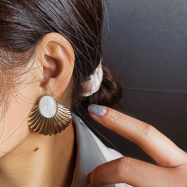 

dangle & chandelier flashbuy fashion vintage scalloped metal gold color earrings for women bohemia shell geometric jewelry oorbellen, Silver