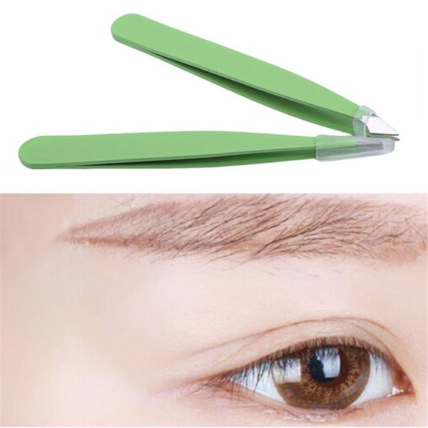 

eyebrow tools & stencils 2pcs/set tweezer hair beauty slanted puller stainless steel eye brow clips removal makeup tool
