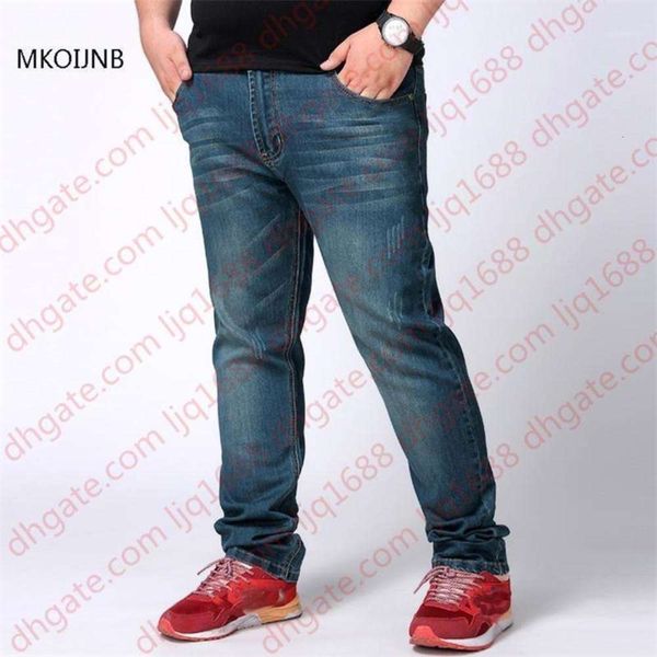 

men's dark blue plus size classic distressed jeans straight loose fitting vintage denim pants for men size 44 46 481