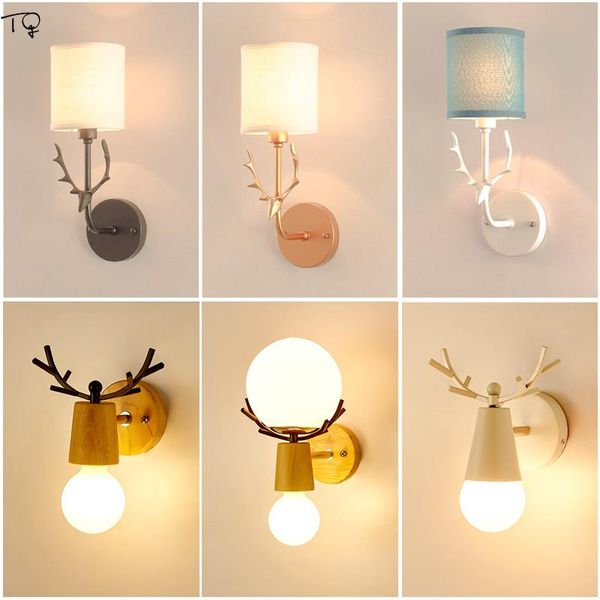 

wall lamp antlers led fixture bedroom bedside nordic simple modern living room children's creative personality aisle ins