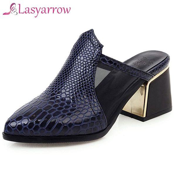 

dress shoes lasyarrow high heels women pumps mesh cutout square heel mules mixed colors pointed toe ladies red big size, Black