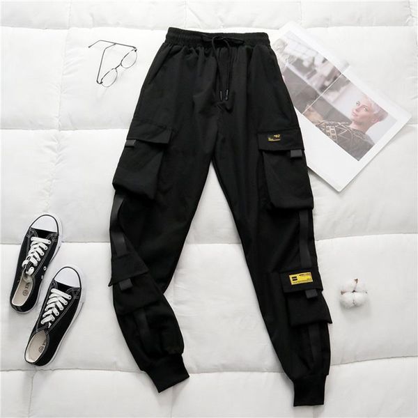 

women's pants & capris spring high waist cargo 2021 winter fur sports loose harajuku bf velvet elastics trousers, Black;white