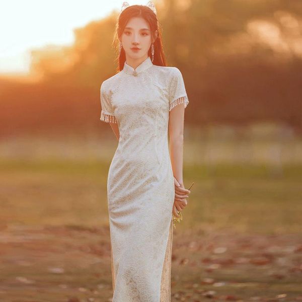 

ethnic clothing women lace cheongsam dress china ladies temperament improvement daily summer style, Red