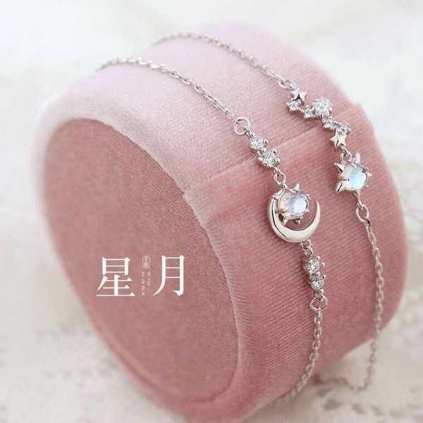 

charm bracelets aurora silver star moon bracelet female student korean version simple trend net red girl mood partner girlfriends birthday g, Golden;silver