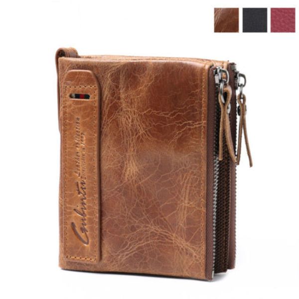 

salehigh on capacity men real leather cow bifold wallet cardholder vintage friend father presents fashion new hot, Red;black