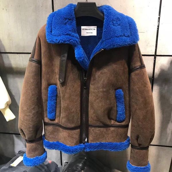 

women's leather & faux shearling ladies genuine suede jacket, Black