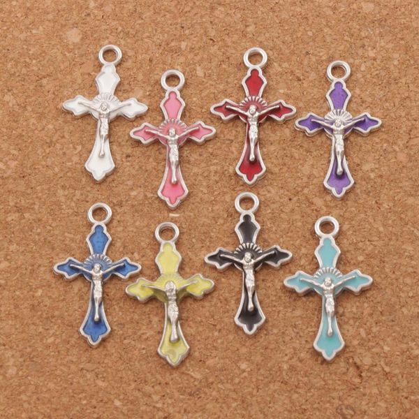 

8colors enamel crucifix cross spacer charm beads pendants alloy handmade jewelry diy l499 14x22.5mm, Bronze;silver
