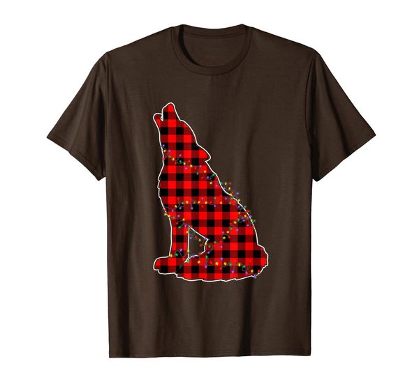 

Red Plaid Buffalo Wolf Xmas Light Matching Pajama Gifts T-Shirt, Mainly pictures
