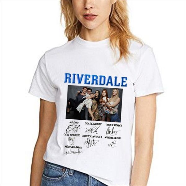 

riverdale signature hallyu casual womens short sleeve fashion polyester white pink t shirts