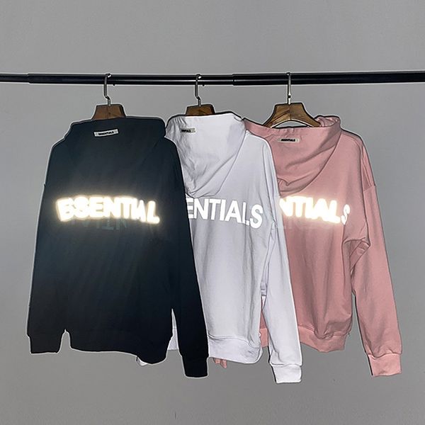 

feel of god essentials 3m reflective letter hoodie, Black