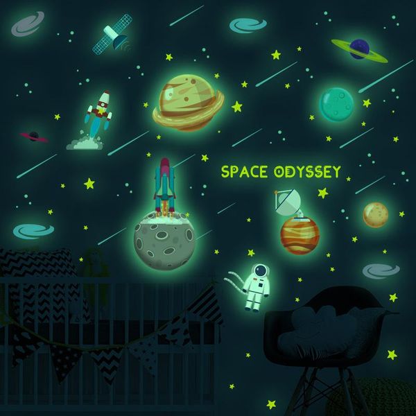 

wall stickers space astronaut for kids room luminous self adhesive film dormitory home decoration aesthetic