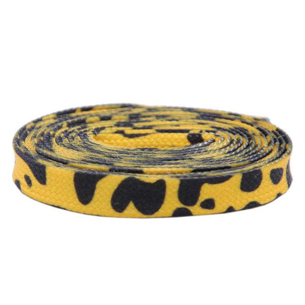 

7mm polyester double hollow flat printed classic leopard laces sublimated heat transfer shoelace digital print shoestrings, White;pink