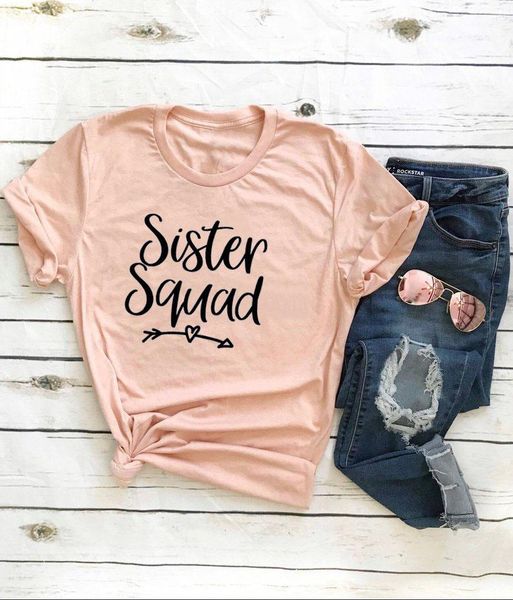 

women's t-shirt sister squad birthday party shirt fashion cotton aesthetic women girl funny graphic casual o neck short sleeve tees, White