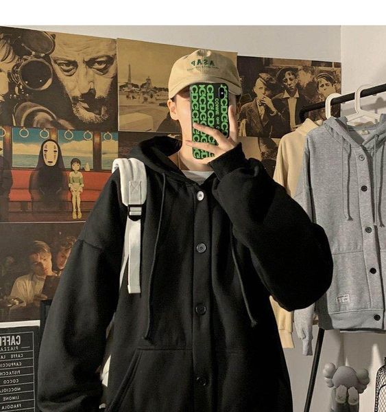 

women's jackets female jacket autumn winter casual large size y2k solid color buttons cardigan hoodie pullover harajuku college sweatsh, Black;brown