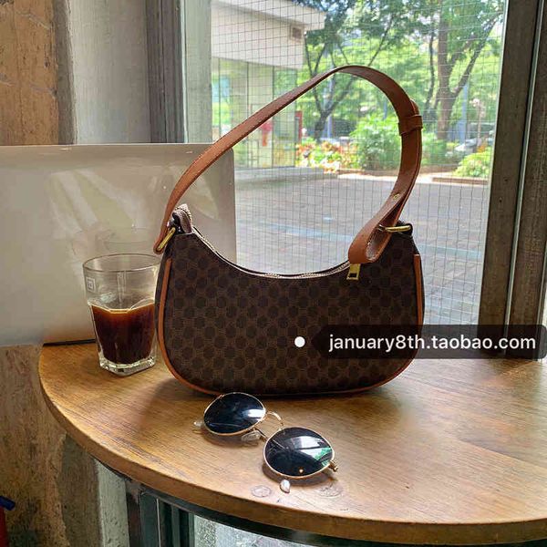 

2021 new french underarm bag female vintage old flower stick small pea one shoulder hand