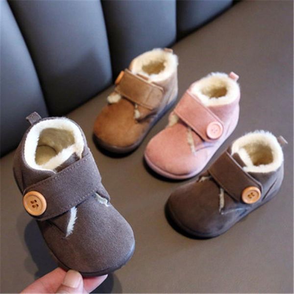 

boots infant toddler winter warm plush baby girls boys snow outdoor comfortable soft bottom non-slip child kids shoes, Black;grey